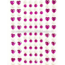 Adhesive Rhinestone Crystal Heart and Pearl Phone Stickers, Multicolor